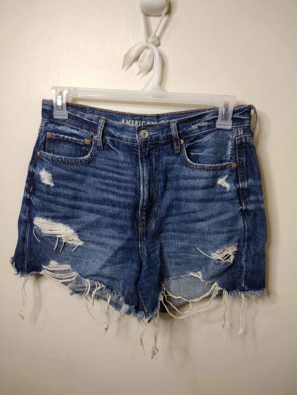 American Eagle 2020 90's Boyfriend Distressed Dark Blue Denim Cutoff Shorts